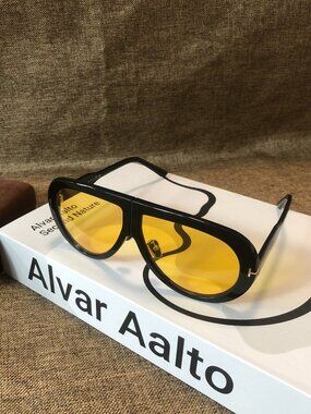 Tom Ford Aviator Sunglasses with Yellow Tinted Lenses